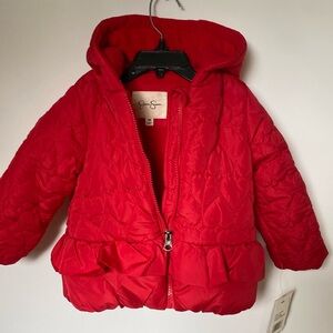 Jessica Simpson red puffer jacket , red hearts theme sz 18M new